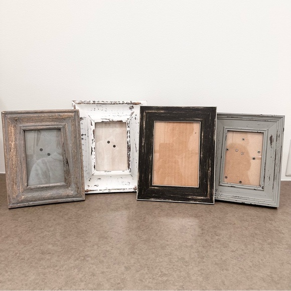 Set of 4 Distressed Wood Picture Frames Black Gray White 4x6 5x7 Gallery Wall - Picture 4 of 16